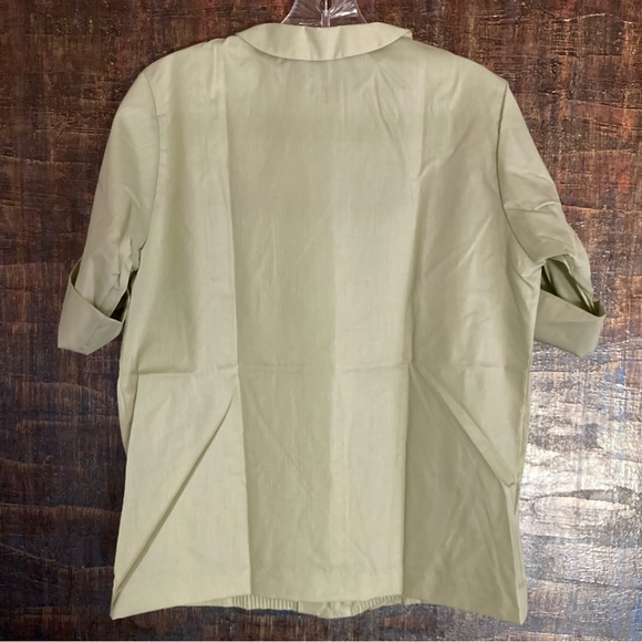 Vintage 60’s NWT Lady Manhattan Pintuck Pleat Front Button Up Shirt Sage M-L - Picture 5 of 8